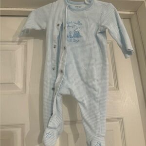 Little Me Light Blue Striped Footie